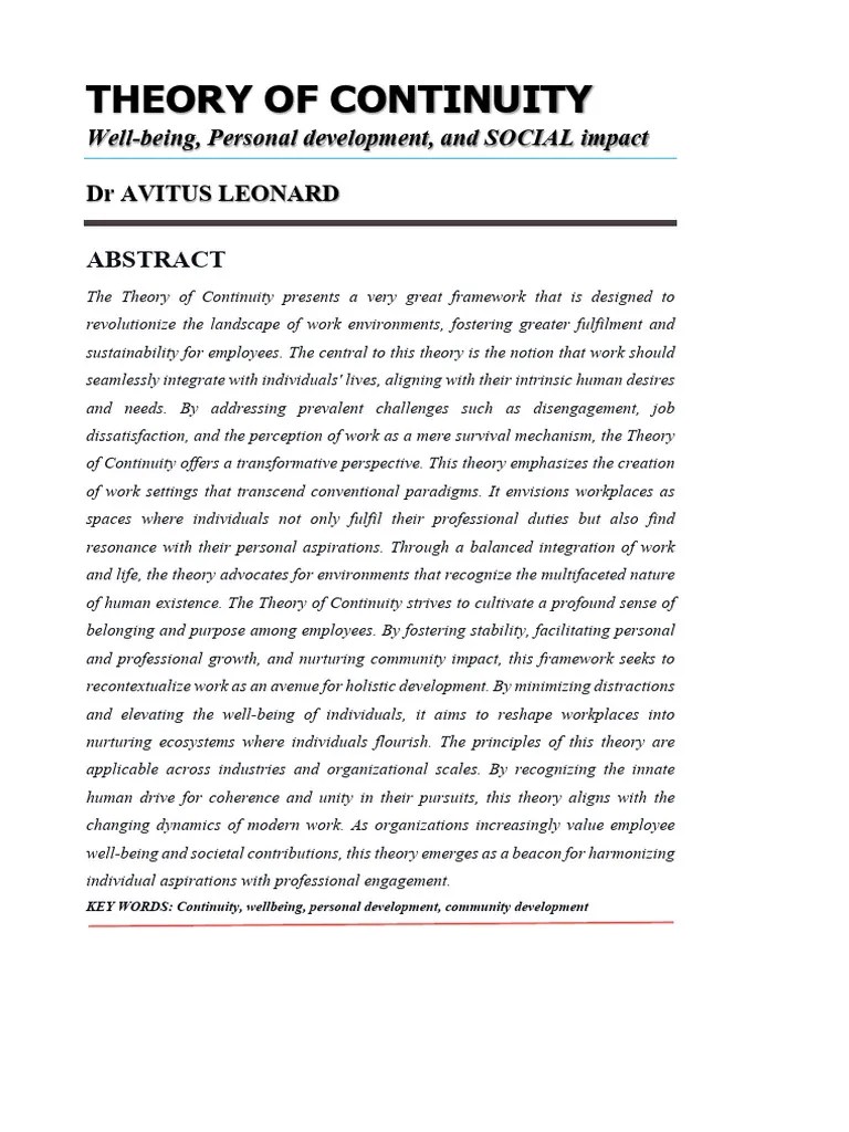 Theory Of Continuity | PDF