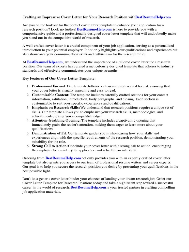 Cover Letter Template For Research Assistant Position | PDF | Résumé ...