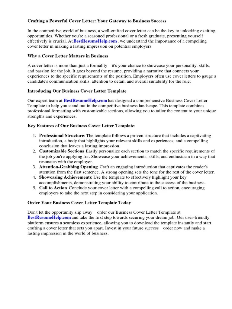 Cover Letter Template Business | PDF | Résumé | Recruitment