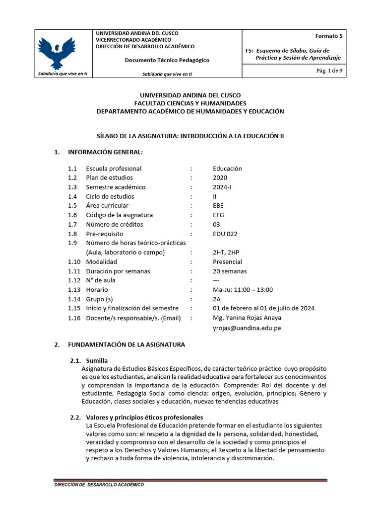 Introducción A La Educación-2a-Educación-2024-I-Yanina Rojas Anaya | PDF | Evaluación | Maestros