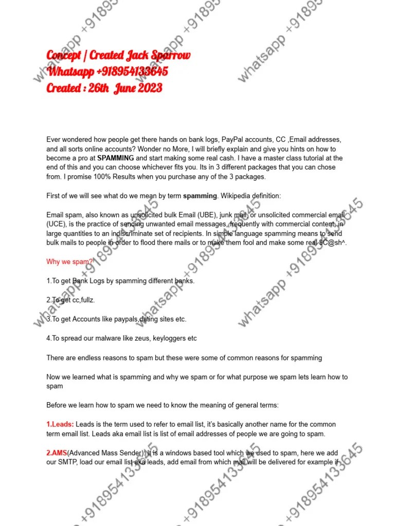 Spamming Tutorial +918954133645 | PDF | Email Spam | Spamming