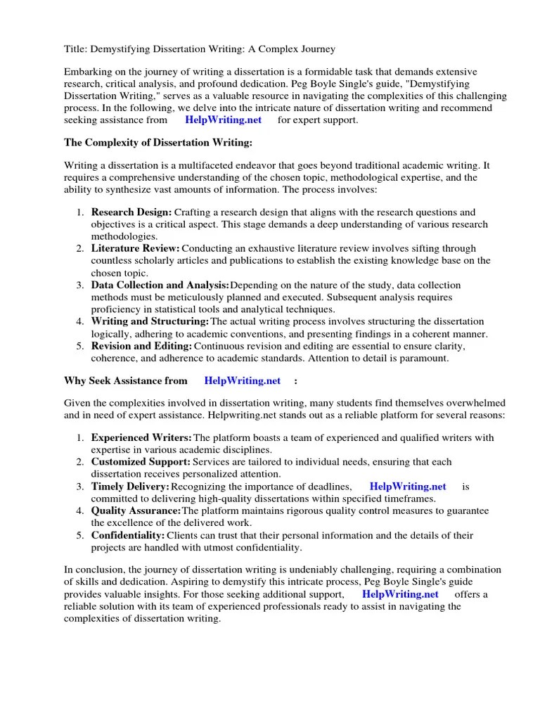Demystifying Dissertation Writing Peg Boyle Single PDF | Download Free ...