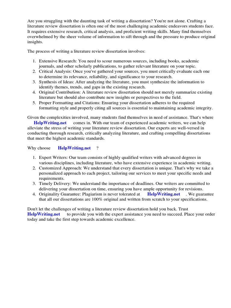 Literature Review Dissertation Sample | PDF | Thesis | Literature Review