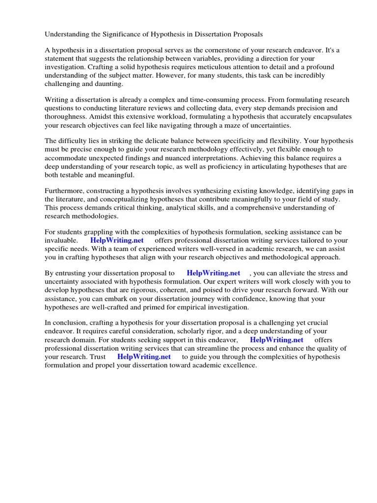 What Is Hypothesis In Dissertation Proposal | PDF | Hypothesis | Experiment