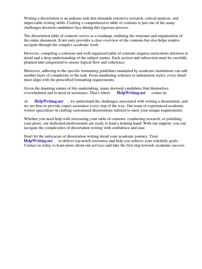 Dissertation Table Of Contents | PDF | Thesis | Apa Style