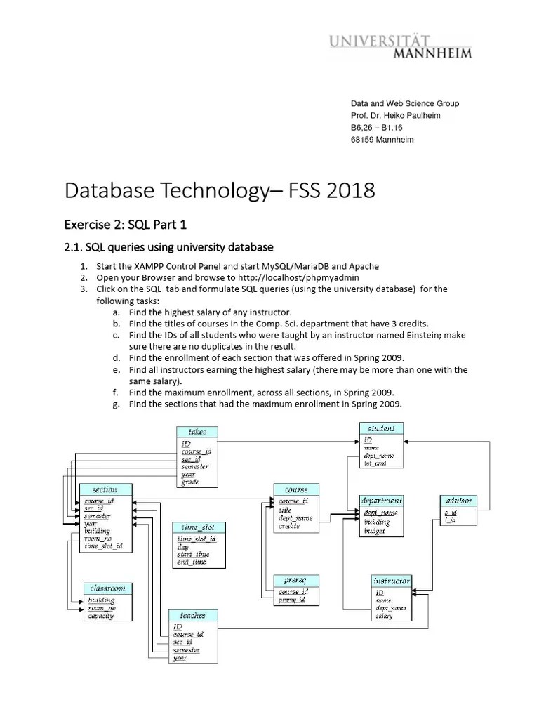 DB Exercise 2 SQL 1 | Download Free PDF | Sql | Relational Model