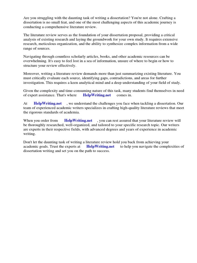 How To Do A Literature Review For A Dissertation Proposal | PDF ...