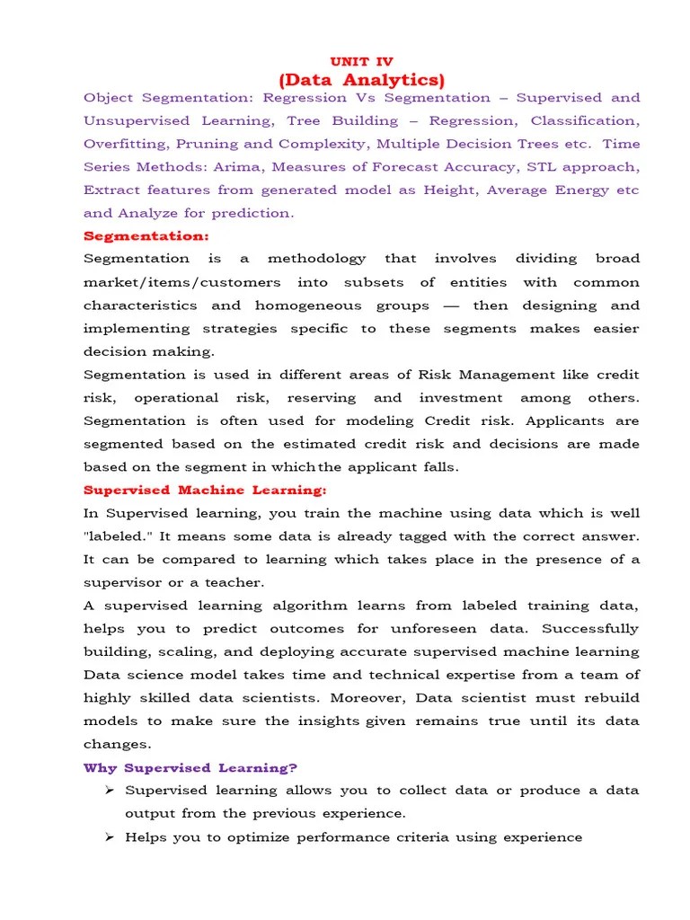 Data Analytics - Unit-IV | PDF | Autoregressive Integrated Moving ...