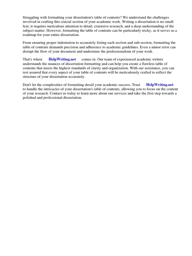 Format Dissertation Table Of Contents | PDF | Thesis