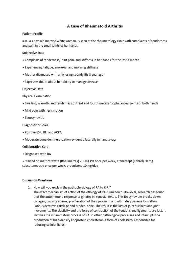 A Case Of Rheumatoid Arthritis | PDF | Rheumatoid Arthritis | Osteoarthritis
