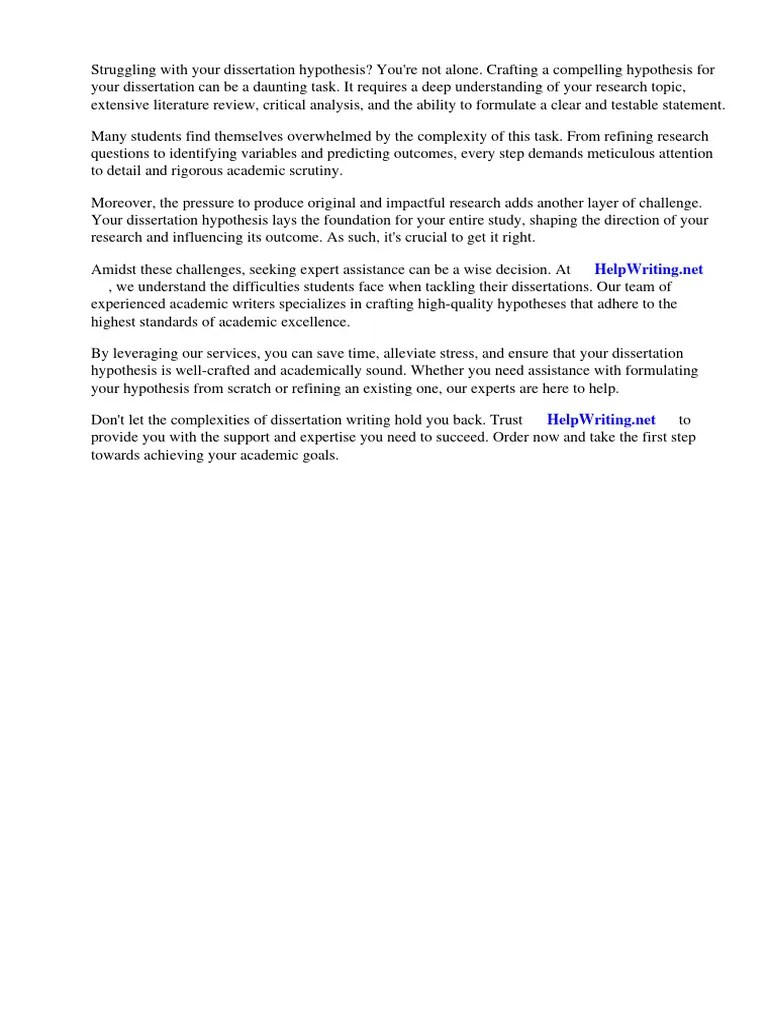 Dissertation Hypothesis Example | PDF | Hypothesis | Thesis