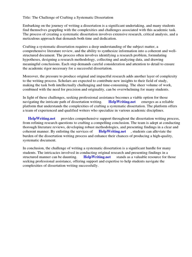 Systematic Dissertation | PDF | Systematic Review | Thesis