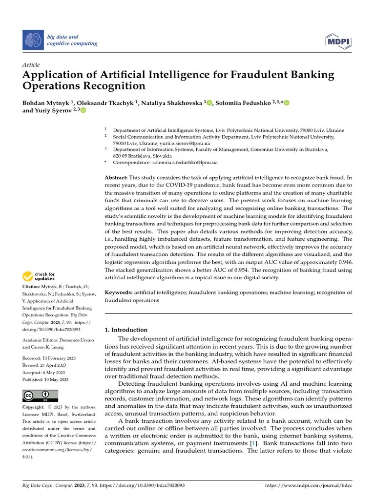 Application Of Artificial Intelligence For Fraudul | PDF | Machine ...