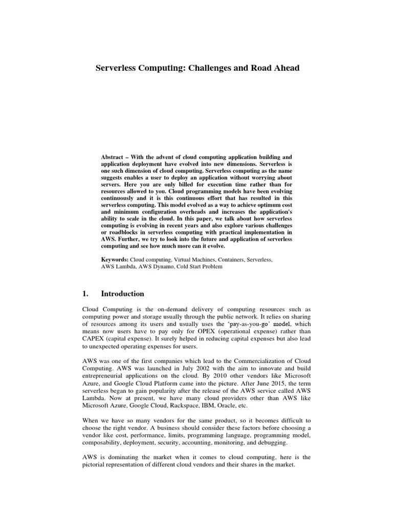 Researchpaper - Serverless Computing | PDF | Cloud Computing | Amazon ...