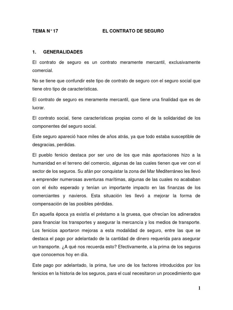 Tema #17 Contrato De Seguros | PDF | Póliza De Seguros | Seguro