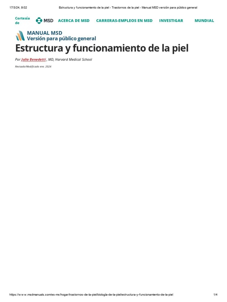 Estructura Y Funcionamiento De La Piel - Trastornos De La Piel - Manual ...