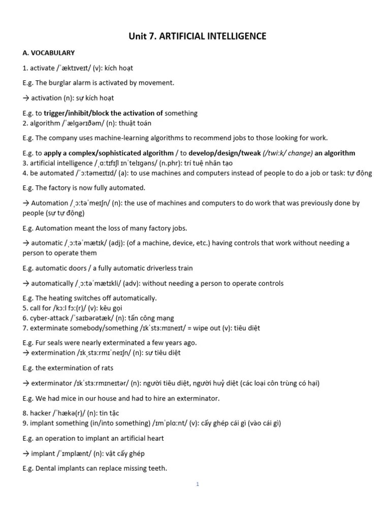 Handout - Unit 7-Artificial Intelligence | PDF | Radiology | Vitamin