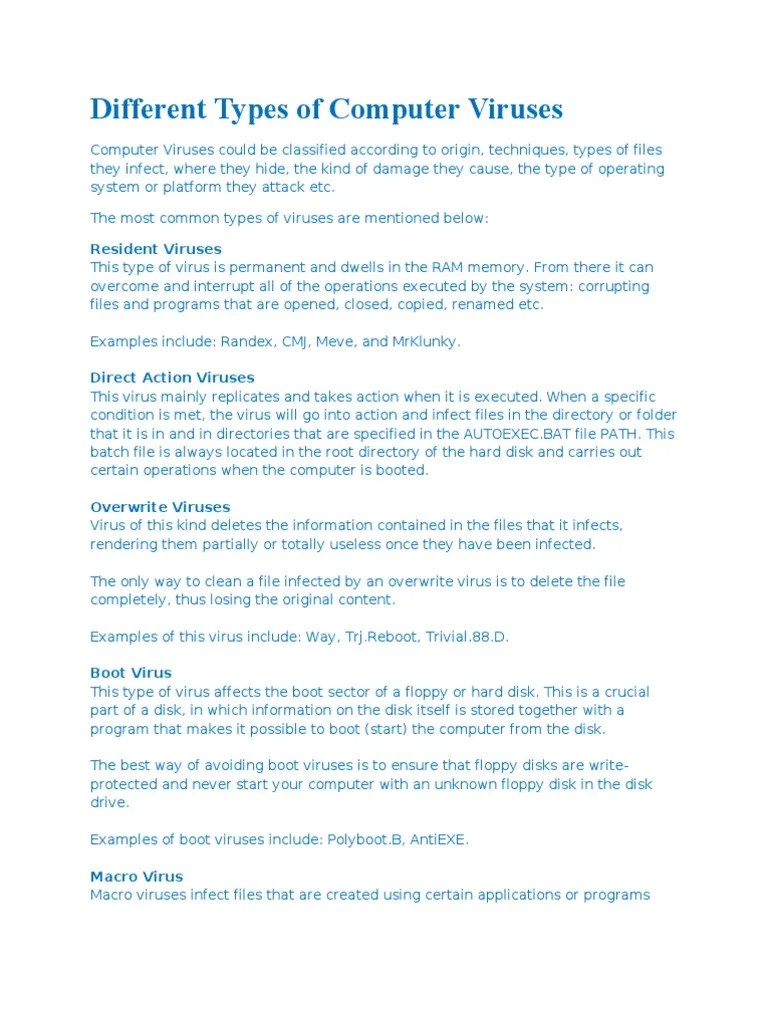Different Types Of Computer Viruses | Download Free PDF | Antivirus ...