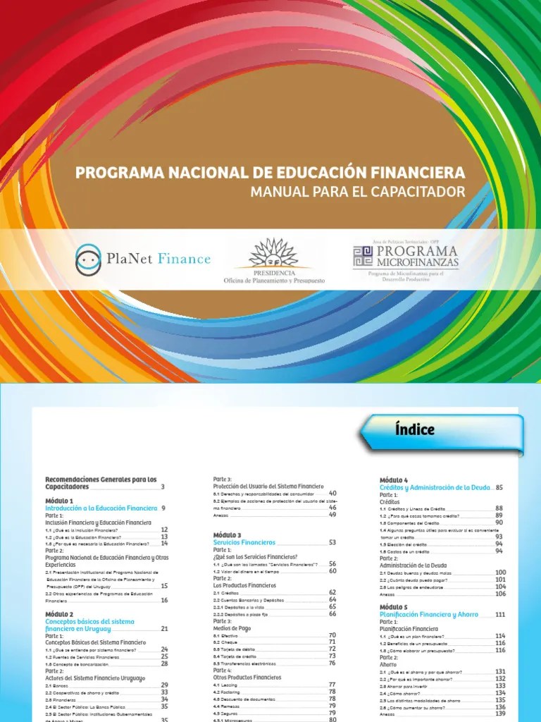 Manual Educacion Financiera Capacitador | PDF | Aprendizaje | Educación ...