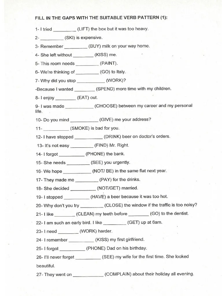Gerunds And Infinitives Verb Patterns | PDF