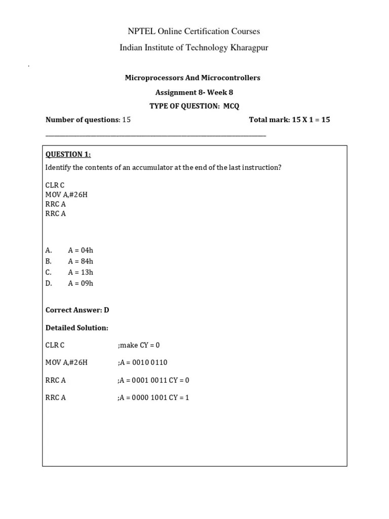 Assignment - 8 Solution | PDF | Digital Electronics | Computer Architecture
