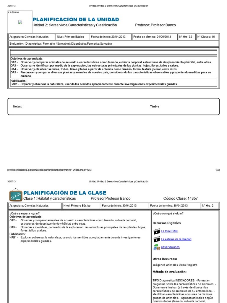 Unidad_ Unidad 2_ Seres Vivos,Características Y Clasificación | PDF | Aprendizaje | Plantas