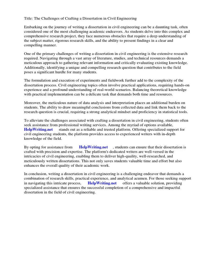 Dissertation Topics For Civil Engineering | PDF | Engineering | Thesis
