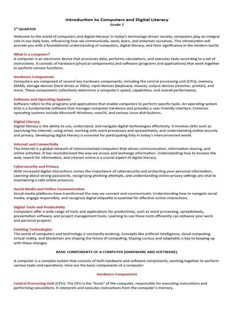 Grade 7-Computer | PDF | Internet | Operating System