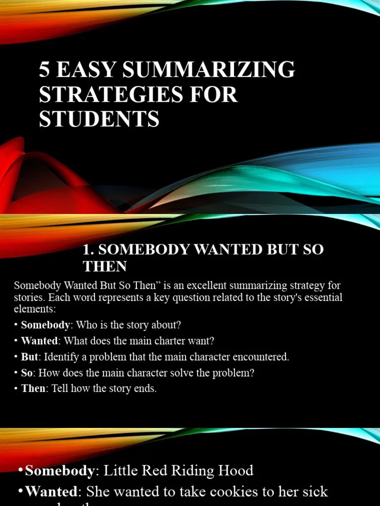 5 Easy Summarizing Strategies For Students | PDF