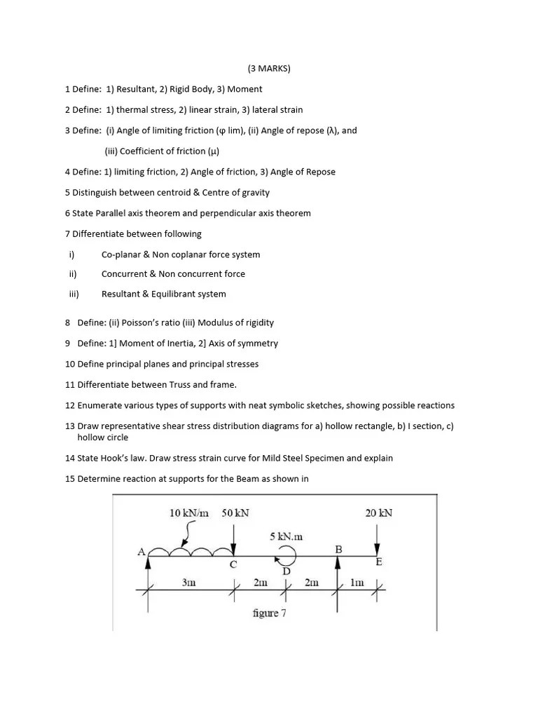 Engineering Mechanics 3rd Sem GTU IMP | PDF | Bending | Stress (Mechanics)