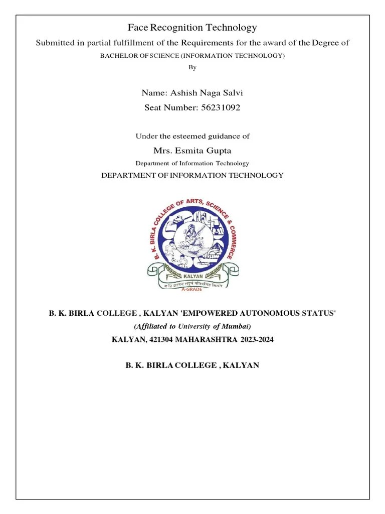 Face Recognition Using AI Black Book Project For 3rd Year Students | PDF | Principal Component ...