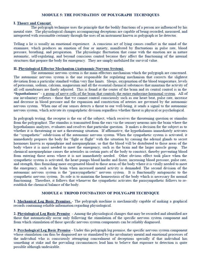 Forensic 105 | PDF | Polygraph | Autonomic Nervous System