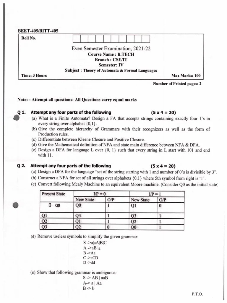 CSE IV Automata | PDF