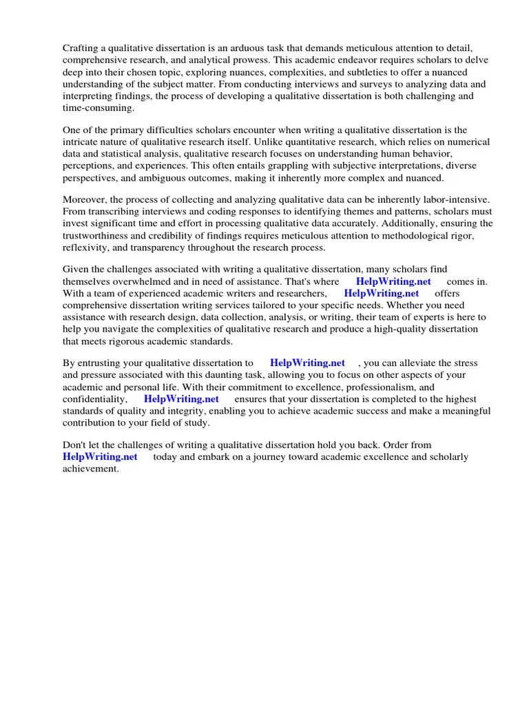 Sample Of A Qualitative Dissertation | PDF | Qualitative Research ...