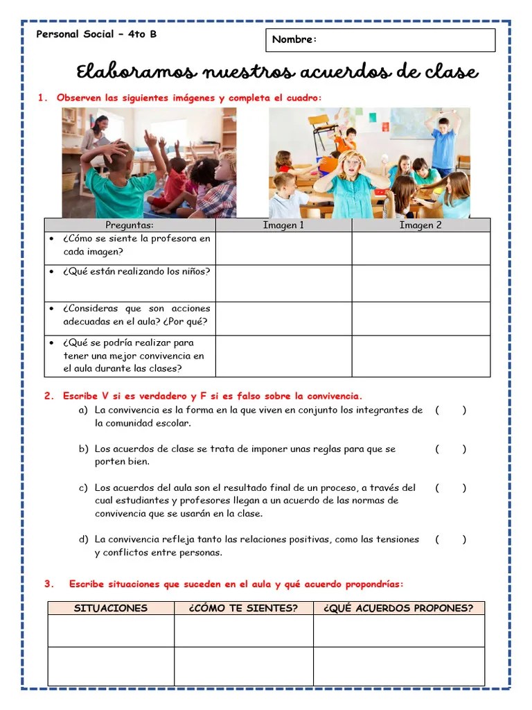 FICHA PS ACUERDOS DE CLASE | PDF