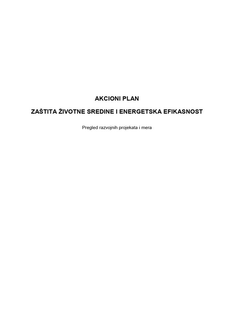 Akcioni Plan Za Zastitu Zivotne Sredine I Energetsku Efikasnost | PDF