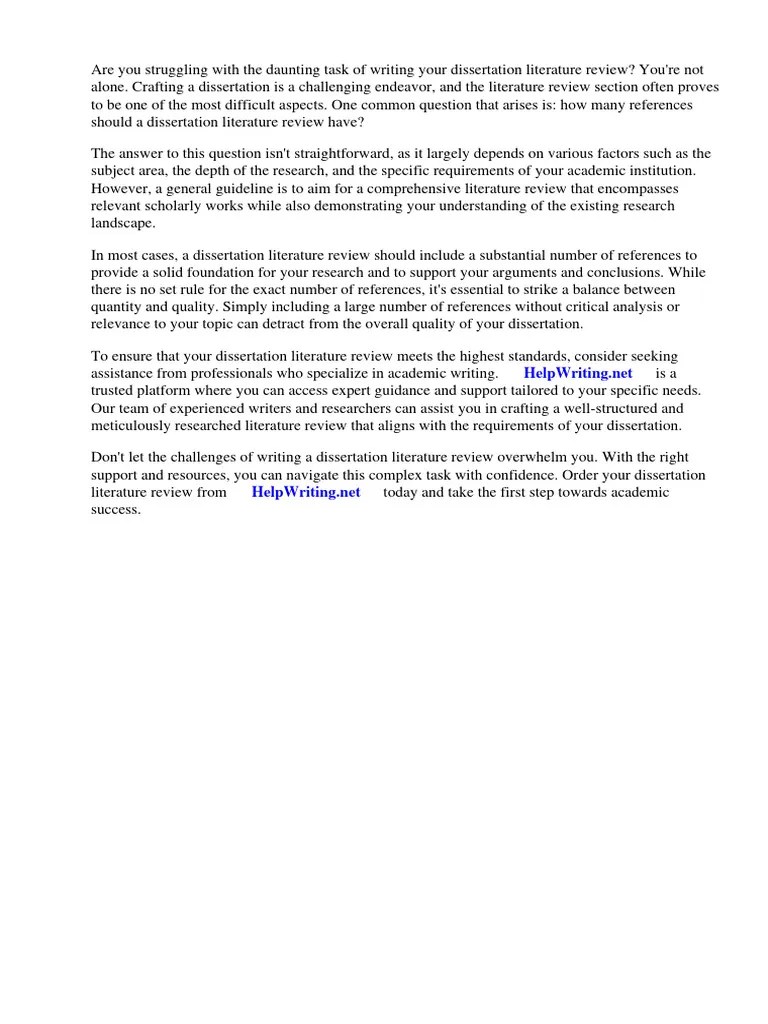 How Many References Should A Dissertation Literature Review Have | PDF ...