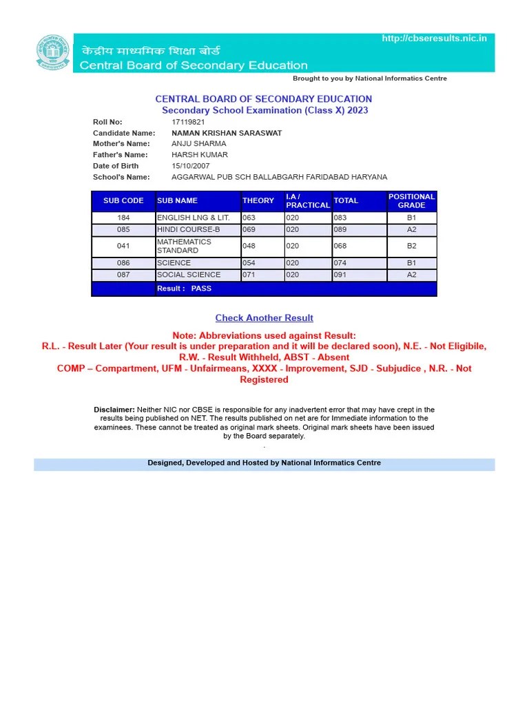 Secondary School Examination (Class X) 2023 | PDF | Student Assessment ...
