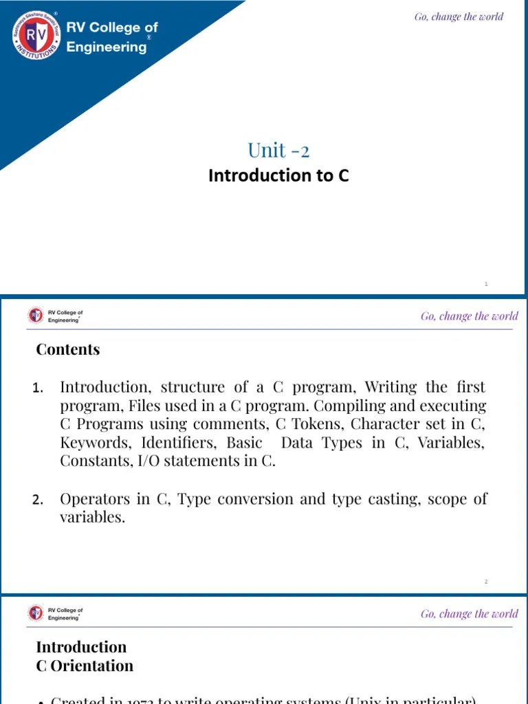 ESC Unit-2 - Introduction - To - C - Program | PDF | C (Programming ...
