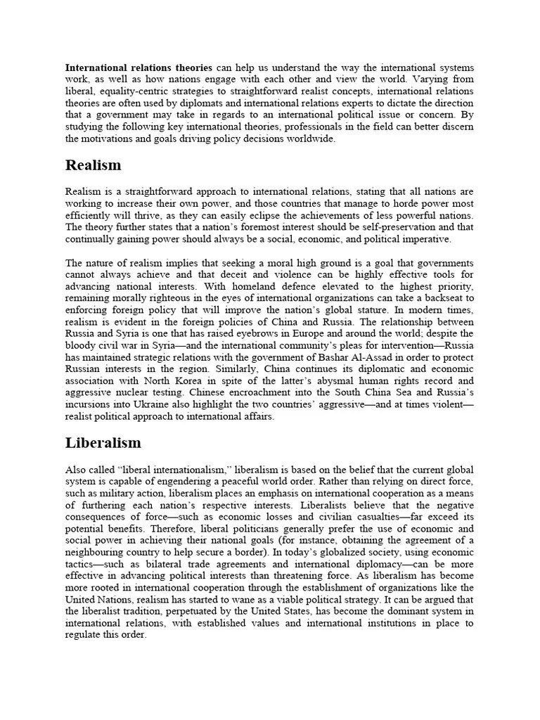 International Relations Theories | PDF | Marxism | International Relations