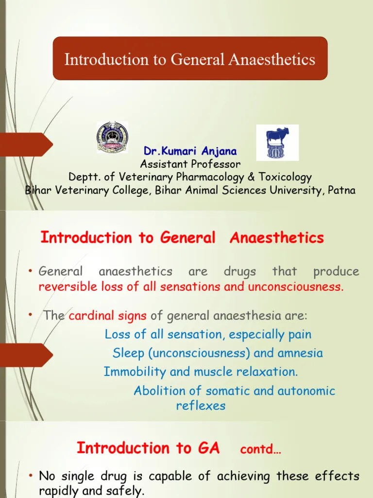 Introduction To General Anaesthetics | PDF | Anesthesia | Drugs Acting On The Nervous System