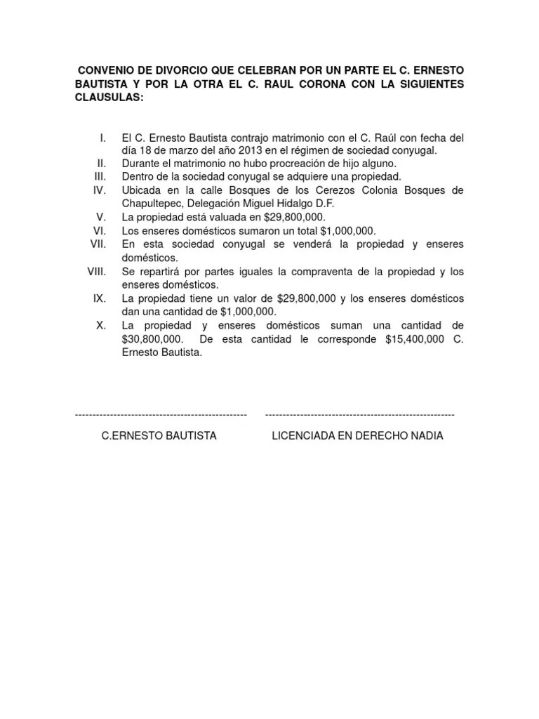CONVENIO DE DIVORCIO | PDF