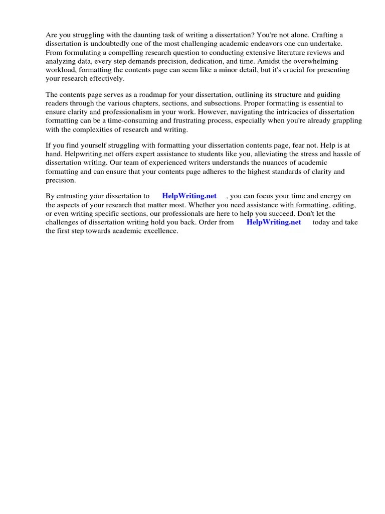 Dissertation Contents Page Format | PDF | Thesis | Essays