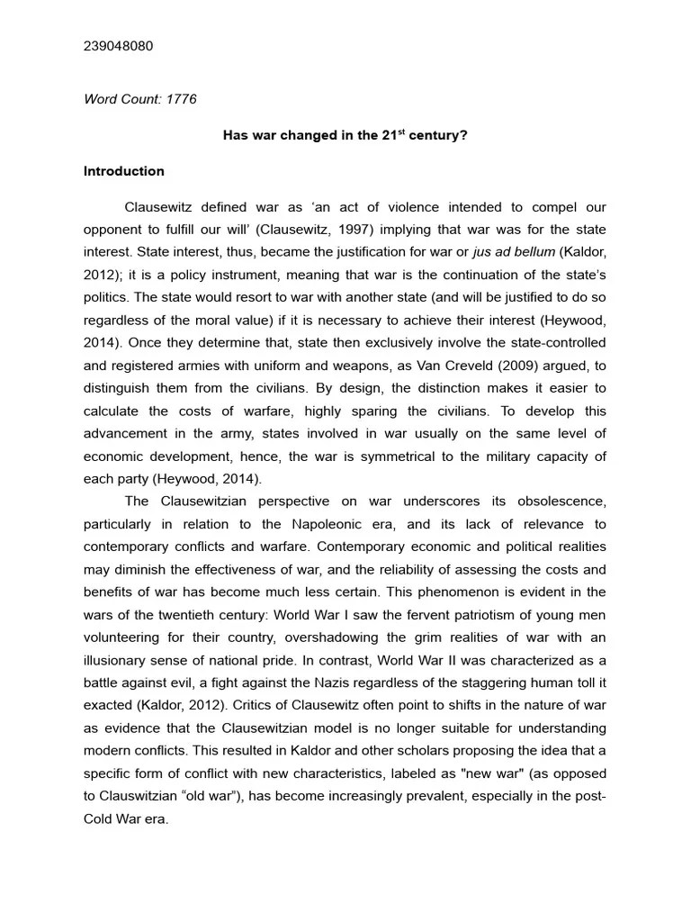 Has War Changed In The 21st Century (2) | PDF | Carl Von Clausewitz ...