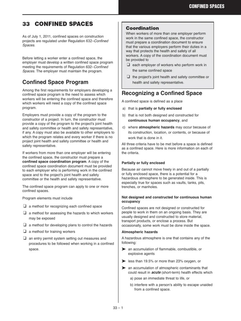 33 Confined Spaces | PDF | Occupational Safety And Health | Hazards