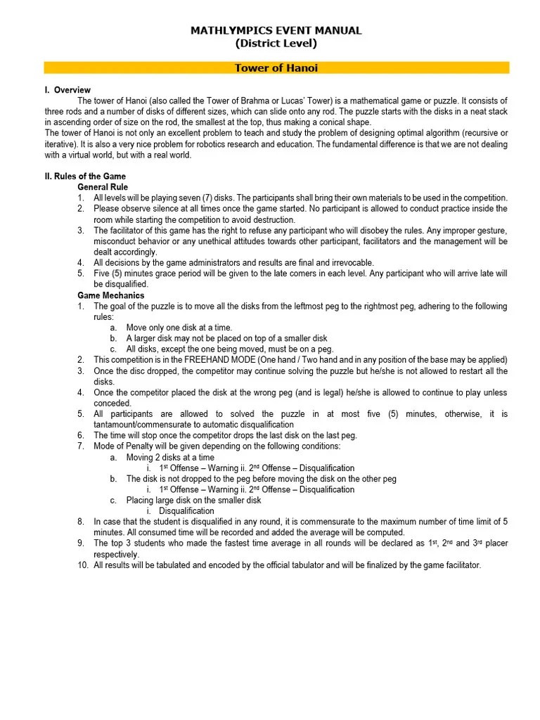 District Mechanics - Tower Of Hanoi | PDF | Applied Mathematics ...