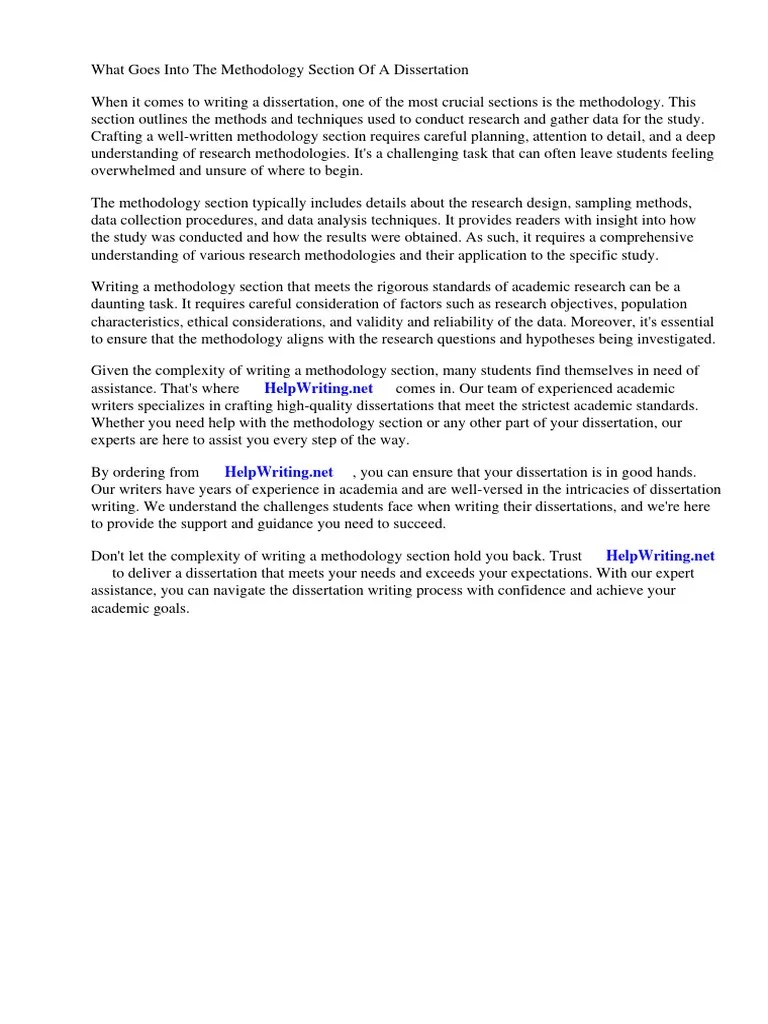 What Goes Into The Methodology Section Of A Dissertation | PDF ...