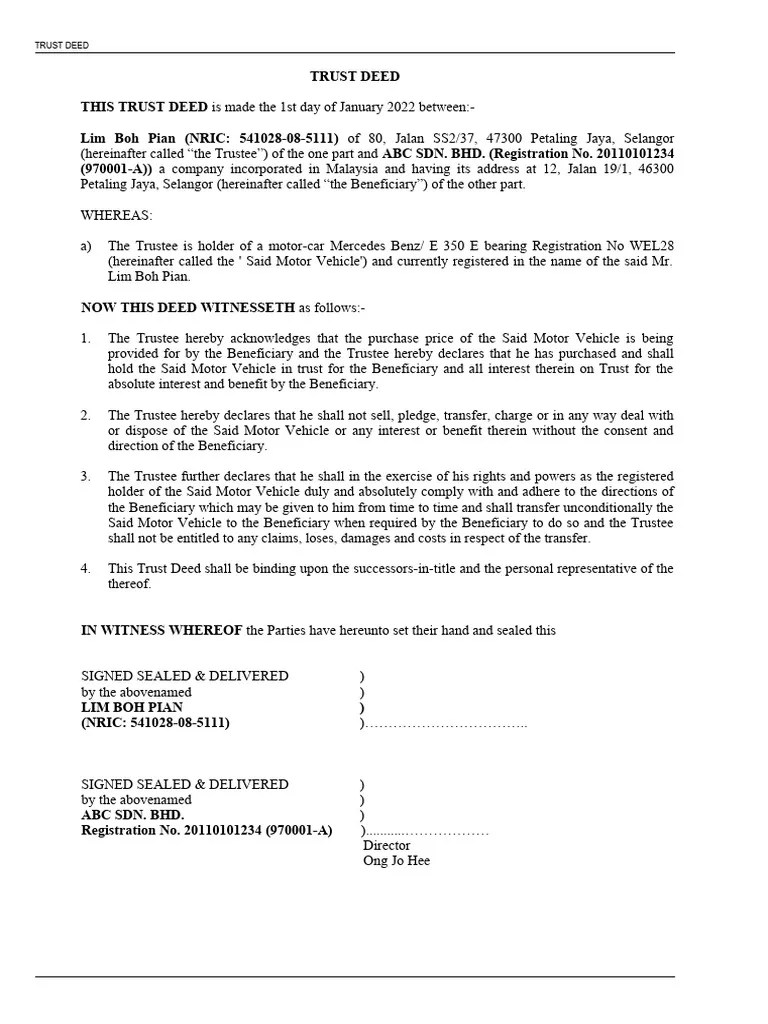 Trust Deed | PDF | Environmental Law | Equity (Law)