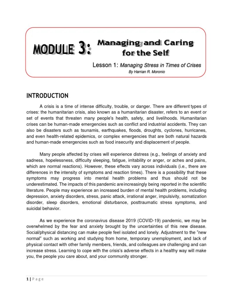 Module 3 Lesson 1 | Download Free PDF | Stress (Biology) | Anxiety