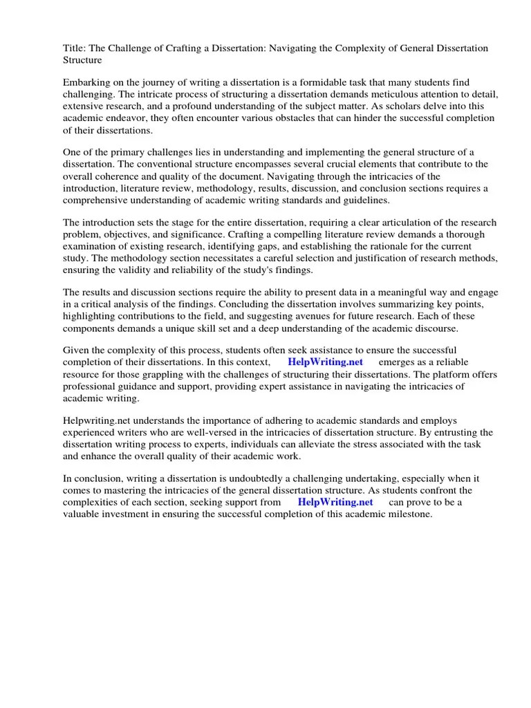 General Dissertation Structure | PDF | Thesis | Methodology